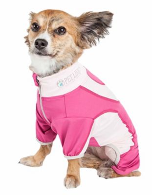 Pet Life Active Warm-Pup Heathered Performance 4-Way Stretch Two-Toned Full Body Warm Up Dog Suit