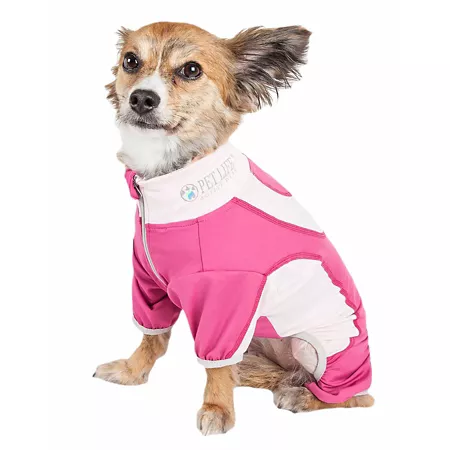 Pet Life Active Warm-Pup Heathered Performance Two-Tone 4-Way Stretch Full-Body Jumpsuit Dog Coats & Jackets