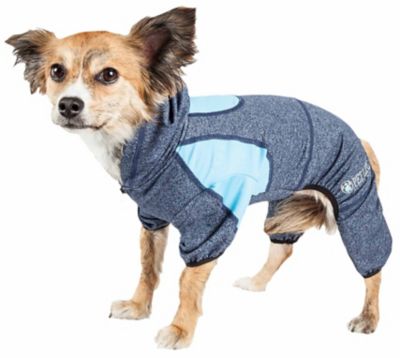 Pet Life Active Fur-Breeze Heathered Performance 4-Way Stretch 2-Toned Full-Bodied Dog Hoodie