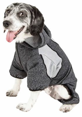 Pet Life Active Fur-Breeze Heathered Performance 4-Way Stretch 2-Toned Full-Bodied Dog Hoodie