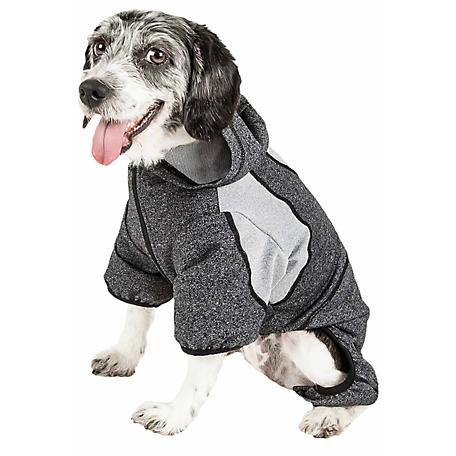 Pet Life Active Fur-Breeze Heathered Performance 4-Way Stretch Two-Toned Full Bodied Dog Hoodie