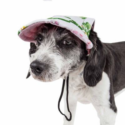 Pet Life Botanic UV-Protectant Adjustable Fashion Dog Hat Cap, Black Floral