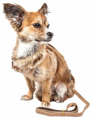 Image showing  Luxe Furracious 2-in-1 Mesh Reversed Adjustable Dog Harness and Leash with Removable Fur Collar