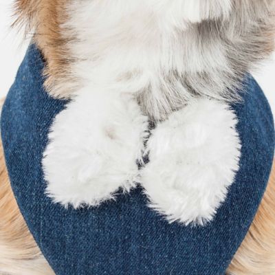 Image showing  Luxe Pom Draper 2-In-1 Mesh Reversed Adjustable Dog Harness and Leash with Pom-Pom Bowtie