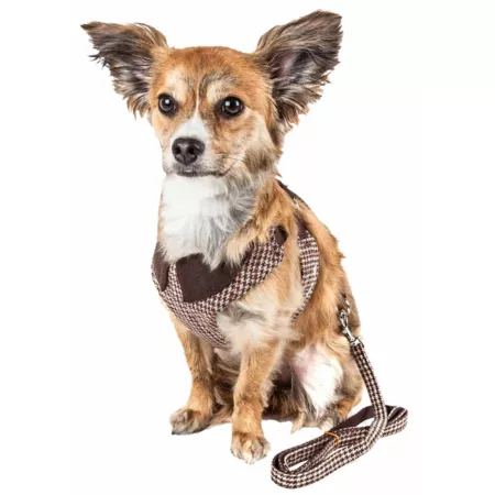 Pet Life Luxe Houndsome 2 in 1 Reversible Mesh with Plaid Collar and Adjustable Dog Leash Dog Basic Harnesses