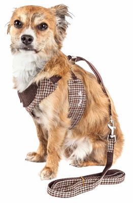 Image showing  Luxe Houndsome 2-in-1 Mesh Reversible Plaid Collared Adjustable Dog Harness and Leash
