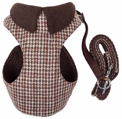 Image showing  Luxe Houndsome 2-in-1 Mesh Reversible Plaid Collared Adjustable Dog Harness and Leash