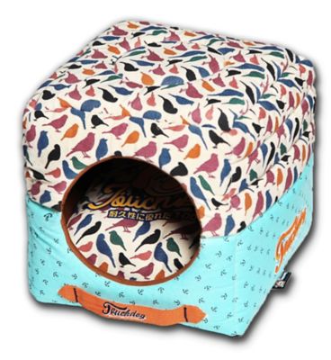 Touchdog Chirpin-Avery Squared 2-in-1 Collapsible Pillow Dog House Bed