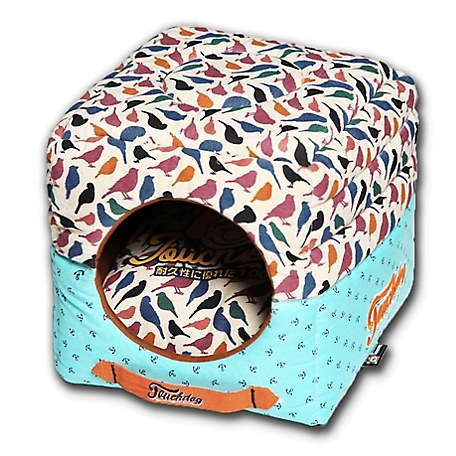 Touchdog Chirpin-Avery Squared 2-in-1 Collapsible Pillow Dog House Bed