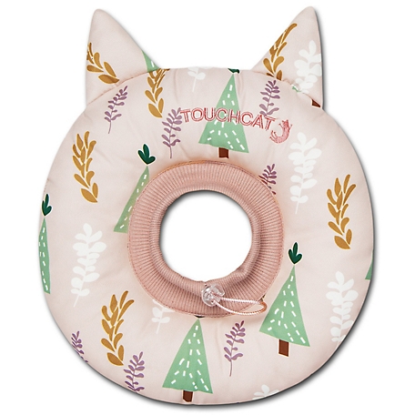 TouchCat Ringlet Licking and Scratching Adjustable Pillow Cat Neck Protector, Small, Pink