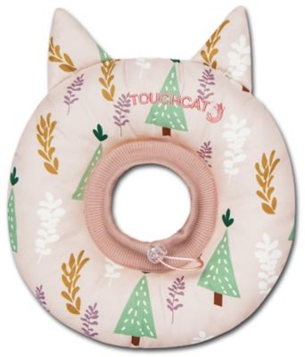 TouchCat Ringlet Licking and Scratching Adjustable Pillow Cat Neck Protector, Medium, Pink