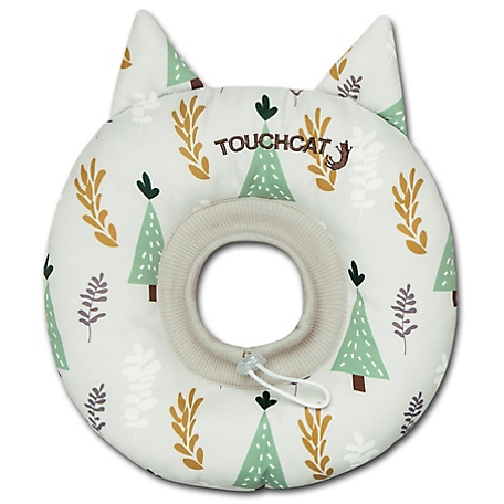 TouchCat Ringlet Licking and Scratching Adjustable Pillow Cat Neck Protector, Medium, White
