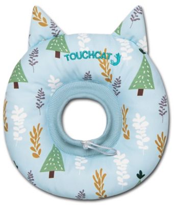 TouchCat Ringlet Licking and Scratching Adjustable Pillow Cat Neck Protector, Small, Blue