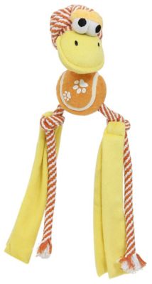 Pet Life Tennis Pawl Rope Squeaker and Crinkle Tennis Dog Toy