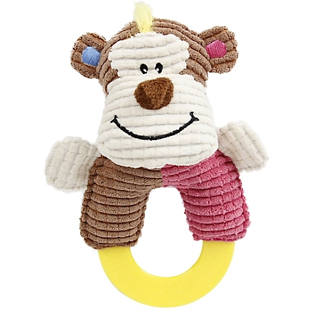Pet Life Ring-O-Round Plush Squeaking and Rubber Teething Newborn Puppy Dog Toy