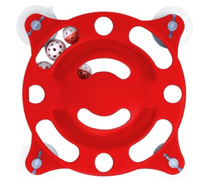 Pet Life Sticky-Swipe Interactive Suction Cup Kitty Cat Toy, Red