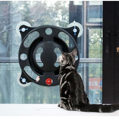 Image showing  Sticky-Swipe Interactive Suction Cup Kitty Cat Toy, Black