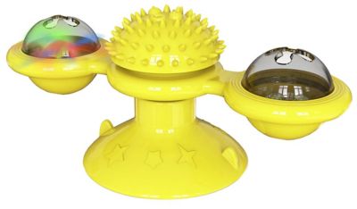 Pet Life Windmill Rotating Suction Cup Spinning Cat Toy, Yellow