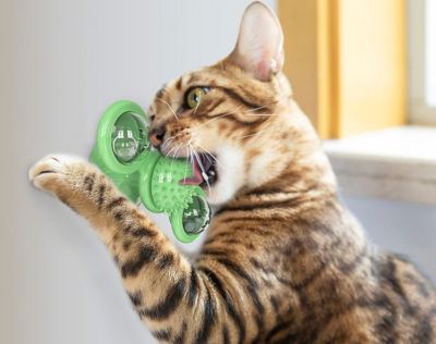 Image showing 6 th Pet Life Windmill Rotating Suction Cup Spinning Cat Toy, Green