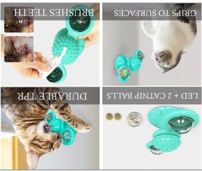 Image showing  Windmill Rotating Suction Cup Spinning Cat Toy, Blue