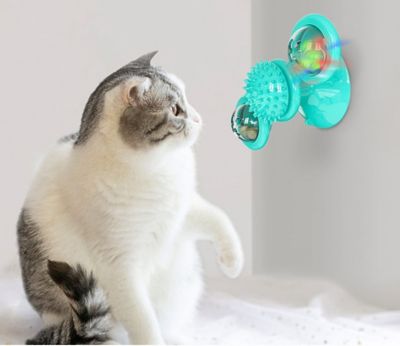 Image showing  Windmill Rotating Suction Cup Spinning Cat Toy, Blue
