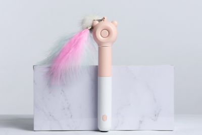 Image showing  3-in-1 Retractable and Extendable Feathered and Laser Wand Cat Teaser, Pink
