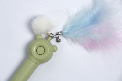 Image showing 6 th Pet Life 3-in-1 Retractable and Extendable Feathered and Laser Wand Cat Teaser, Yellow