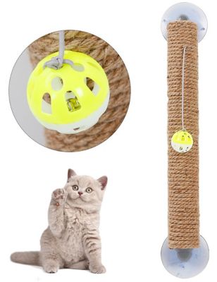 Pet Life Stick N Claw Sisal Rope and Toy Suction Cup Stick Shaped Cat Scratcher