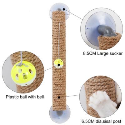 Image showing  Stick N Claw Sisal Rope and Toy Suction Cup Stick-Shaped Cat Scratcher, 20.4 in.