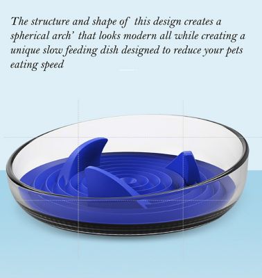 Image showing  Cirlicue Shark Fin-Shaped Plastic Modern Slow Feed Pet Bowl, 12 oz.