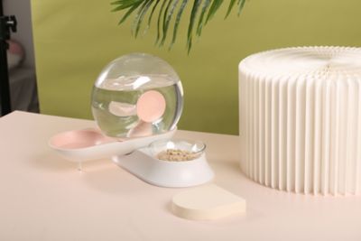 Image showing  Auto-Myst Snail-Shaped 2-in-1 Automated Gravity Pet Filtered Water Dispenser and Food Bowl