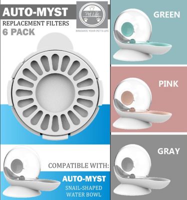 Image showing  Auto-Myst 2-in-1 Filtered Pet Water Dispenser and Food Bowl Replacement Filters, 6-Pack