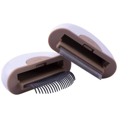 Pet Life LYNX 2-in-1 Travel Connecting Grooming Pet Comb and Deshedder, Small, Brown, GR1BRSM