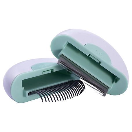 Pet Life LYNX 2-in-1 Travel Connecting Grooming Pet Comb and Deshedder, Large, Green, GR1GNLG