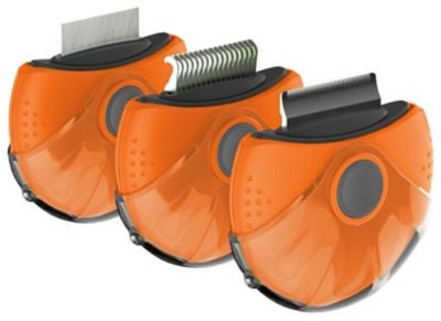 Image showing  Axler Triple Rotating Rake Deshedder and Dematting Grooming Pet Comb, Orange, GR7OR