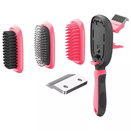 Pet Life Conversion 5-in-1 Interchangeable Dematting and Dematting Hair Pin and Massage Grooming Pet Comb Pink GR8PK Pet Brushes & Combs