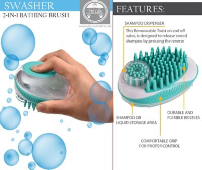 Image showing 5 th Pet Life Swasher Shampoo Dispensing Massage and Bathing Pet Brush, GR21GN