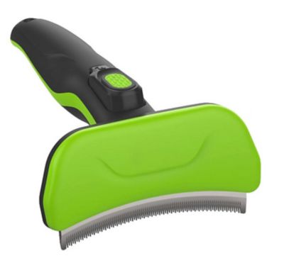 Pet Life Fur-Guard Easy Self-Cleaning Grooming Deshedder Pet Comb, Green, GR24GN
