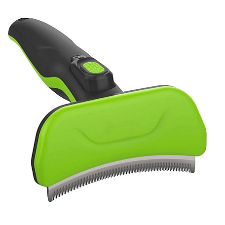 Pet Life Fur-Guard Easy Self-Cleaning Grooming Deshedder Pet Comb, Green, GR24GN