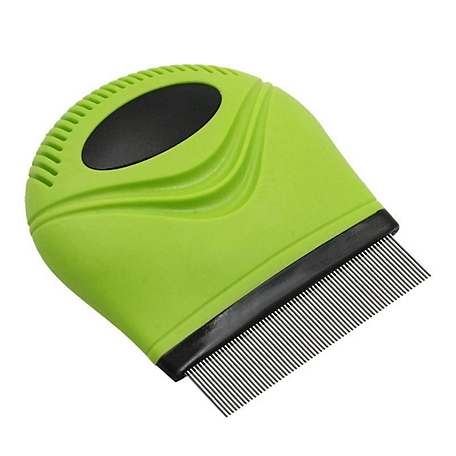 Pet Life Grazer Handheld Travel Grooming Cat and Dog Flea and Tick Comb, Green, GR27GN