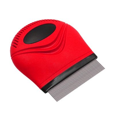 Pet Life Grazer Handheld Travel Grooming Cat and Dog Flea and Tick Comb, Red, GR27RD