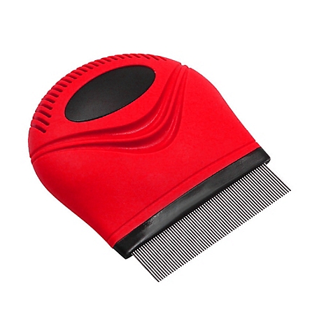 Pet Life Grazer Handheld Travel Grooming Cat and Dog Flea and Tick Comb, Red, GR27RD