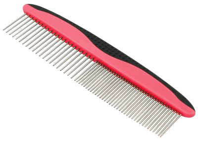 Pet Life Grip Ease Wide and Narrow Tooth Grooming Pet Comb, Red, GR28RD