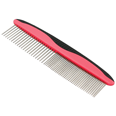 Pet Life Grip Ease Wide and Narrow Tooth Grooming Pet Comb, Red, GR28RD