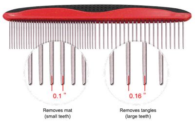 Image showing  Grip Ease Wide and Narrow Tooth Grooming Pet Comb, Red, GR28RD