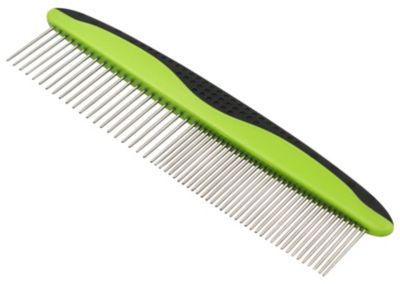 Pet Life Grip Ease Wide and Narrow Tooth Grooming Pet Comb, Green, GR28GN