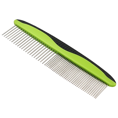 Pet Life Grip Ease Wide and Narrow Tooth Grooming Pet Comb, Green, GR28GN