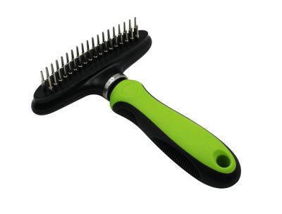 Image showing  Flex Series Dual-Row Grooming Rake Pet Comb, Green, GR30GN