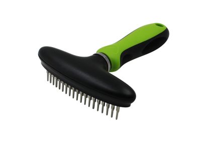 Image showing  Flex Series Dual-Row Grooming Rake Pet Comb, Green, GR30GN