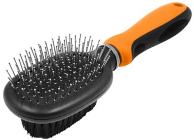 Pet Life Flex Series 2-in-1 Dual-Sided Pin and Bristle Grooming Pet Brush, Orange, GR32OR